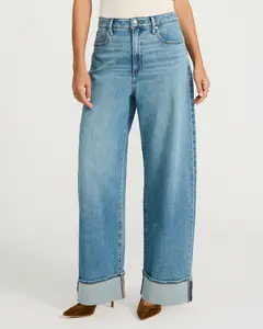 Express Low Slung Light Wash Cuffed Baggy Jeans