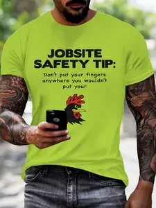 Jobsite Safety Tip Fun Joke T-Shirt, Humorous Classic Construction Round Neck Short Sleeve, Casual Fashionable Comfort Design, Ideal Gift Choice