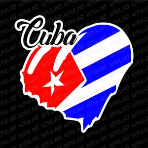 Corazón con Bandera de Cuba-Vinyl Sticker