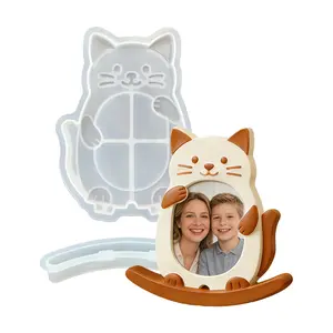 Cute Cat Dog Resin Frame Mold, Animal Seesaw Photo Frame Silicone Mold for DIY Epoxy Crafts, Creative Pet Picture Frame Home Decor Ornament Gift