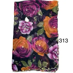 Floral print chiffon hand work Saree with fals and piko done.