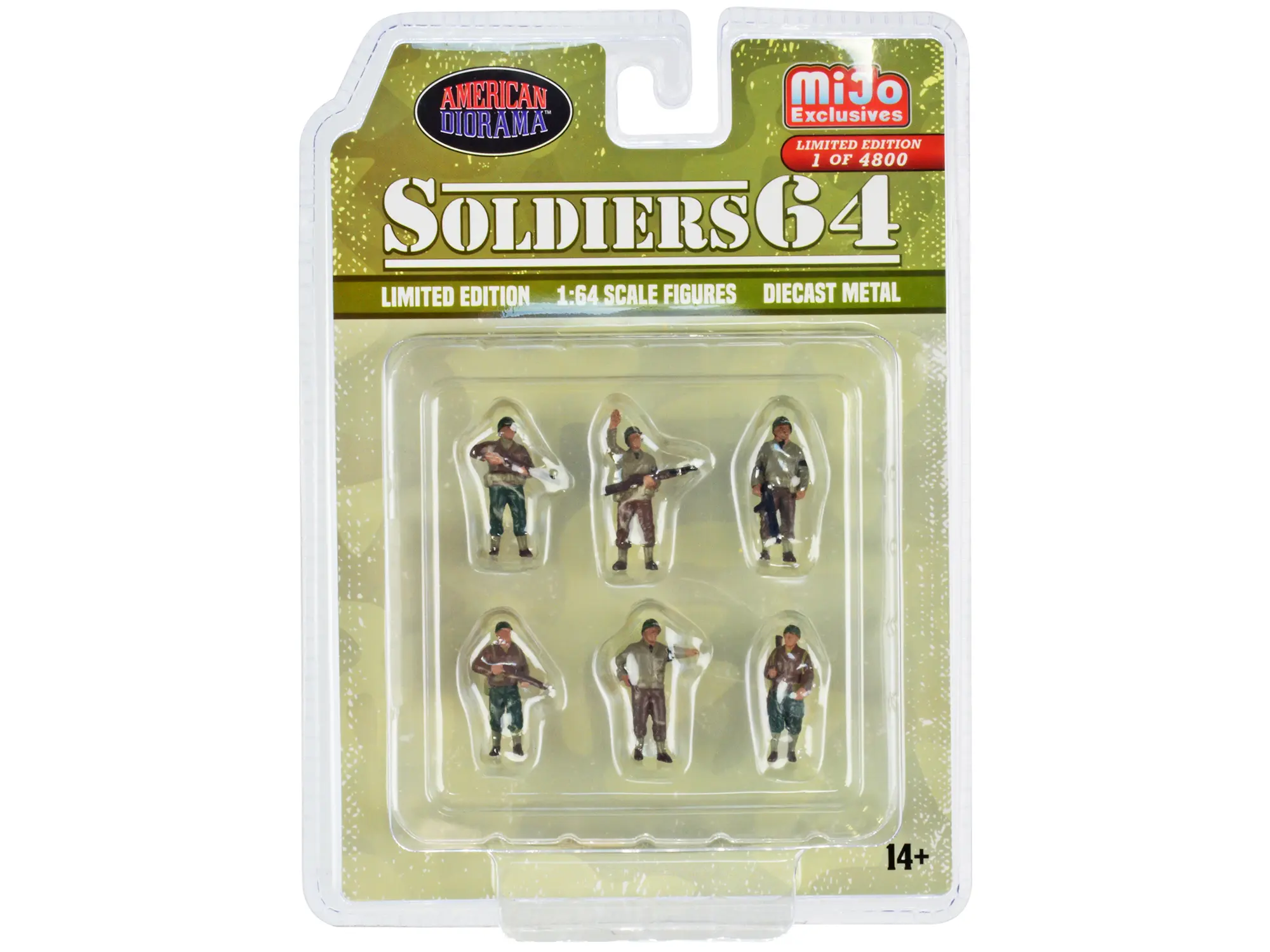 "Soldiers 64" 6 piece Diecast Set Military Figures Limited Edition to 4800 pieces for 1/64 Scale Models by American Diorama