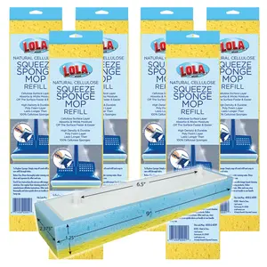 Natural Cellulose Squeeze Sponge Mop Refill, 9" Head - 6 Pack