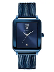 GUESS Male Blue Diamond Rectangular Watch
