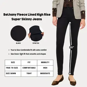 KANCAN - Bethany Women's High Rise Fleece Lined Super Skinny Comfy and Structured Jeans