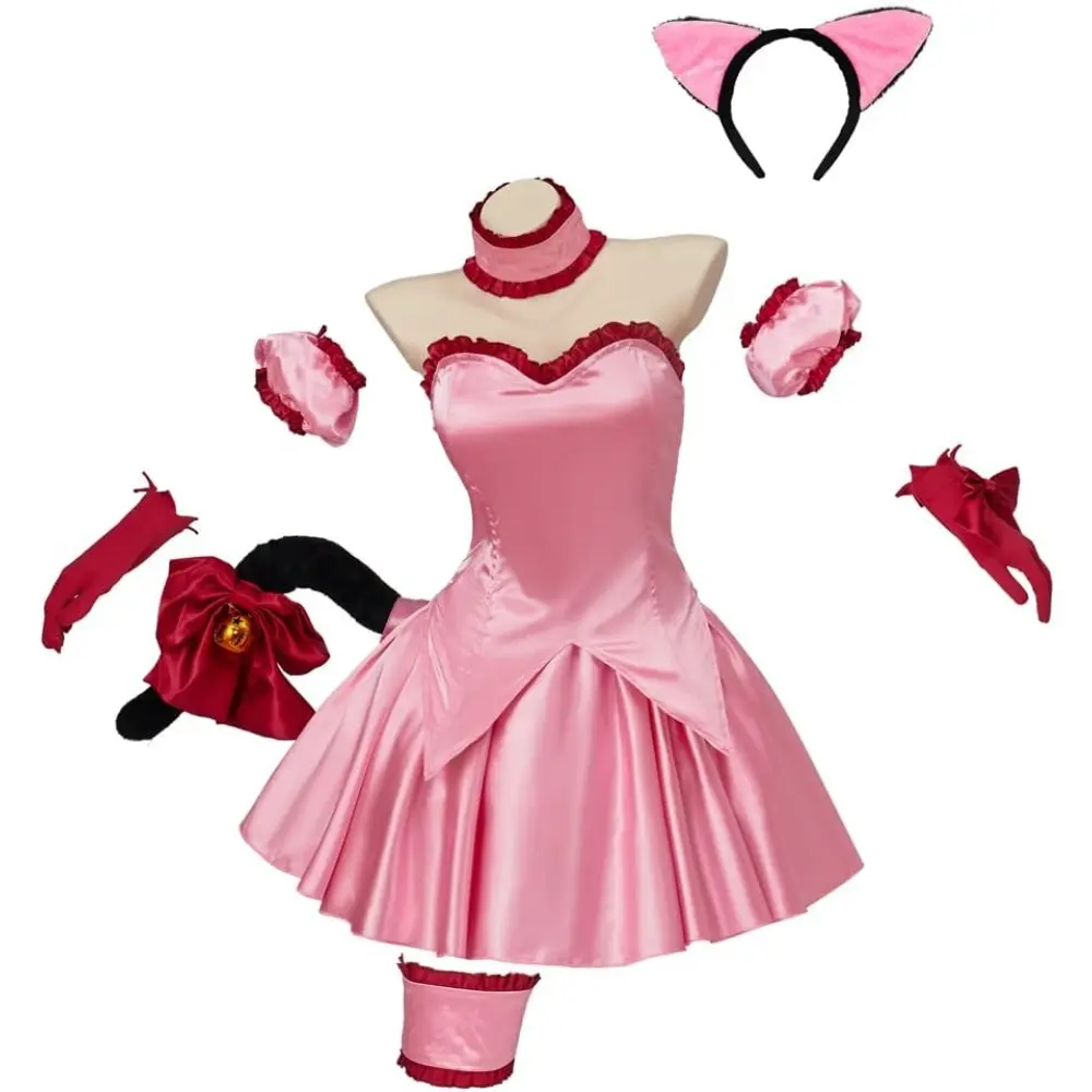 Women's Tokyo Mew Mew Momomiya Ichigo Pink Comic Dress Cosplay Outfit, Hip Special Occasion Womenswear, Outfits, Comfortable, Girl, Magical Girl, Cartoon, Fantasy, 3Xl, Party, Costume, Clothes, Women's Clothes, Xxxl, Polyester, Hand Wash, Anime Accurate,,