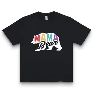 Mama Bear' Colorful Print T-shirt Mom Inspirational Style Casual Top