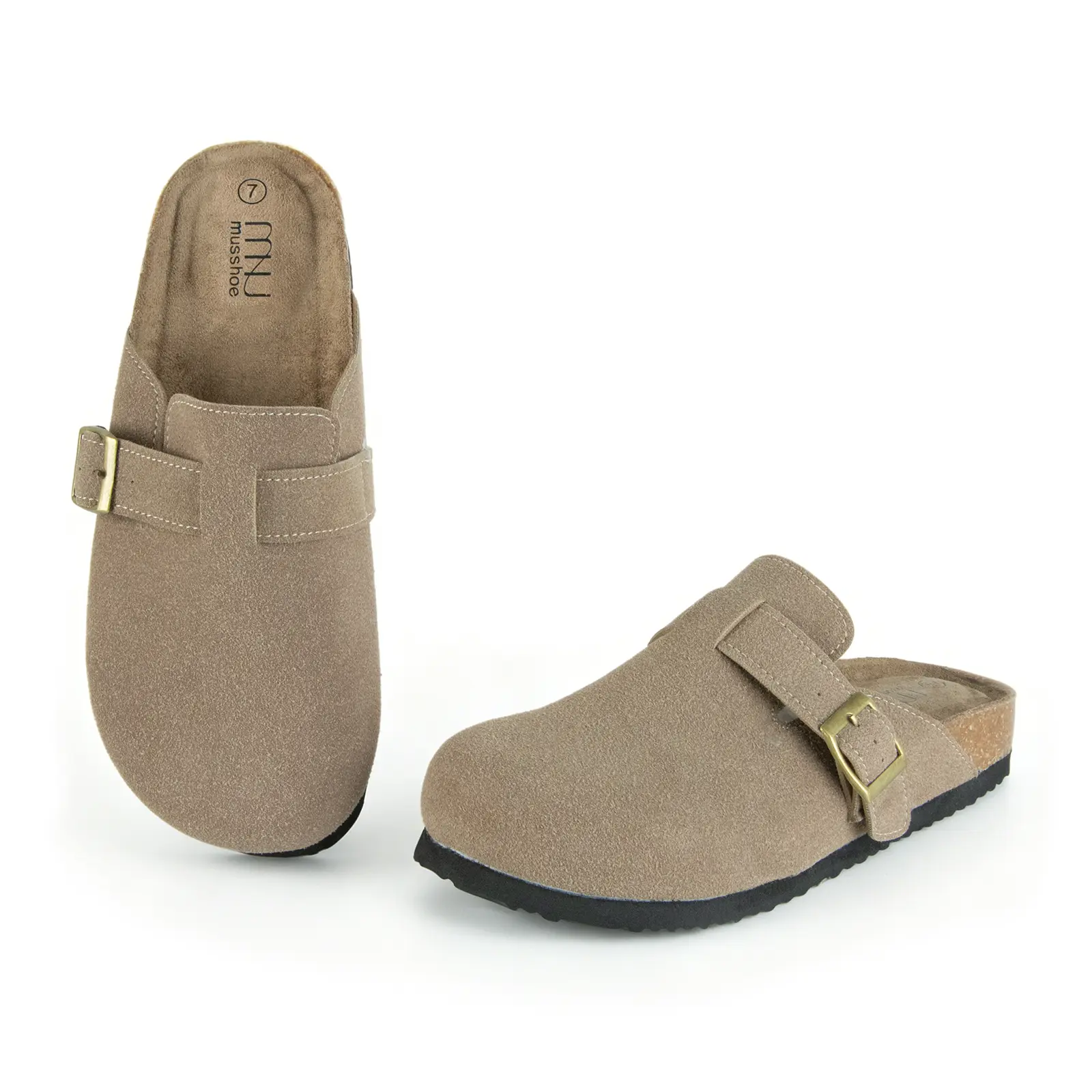MUSSHOE Women’s Closed-Toe Soft Suede Minimalist Mules - Adjustable Buckle, Lightweight Plain Slip-On Ease Stylish Everyday Clogs, Indoor/Outdoor Walking Shoes,outdoorfun