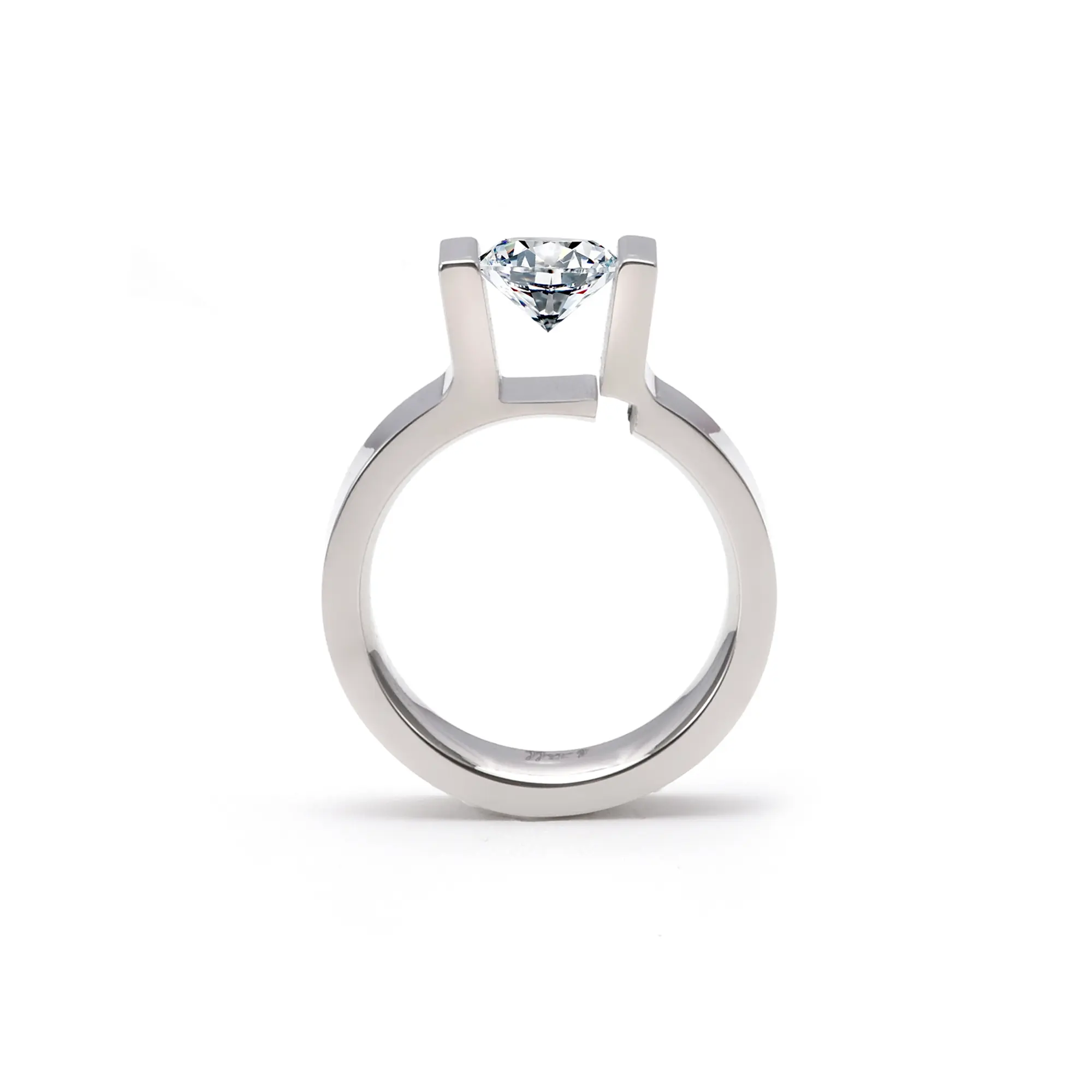 RG074W B.Tiff Tension 1 ct Round Solitaire Engagement Ring