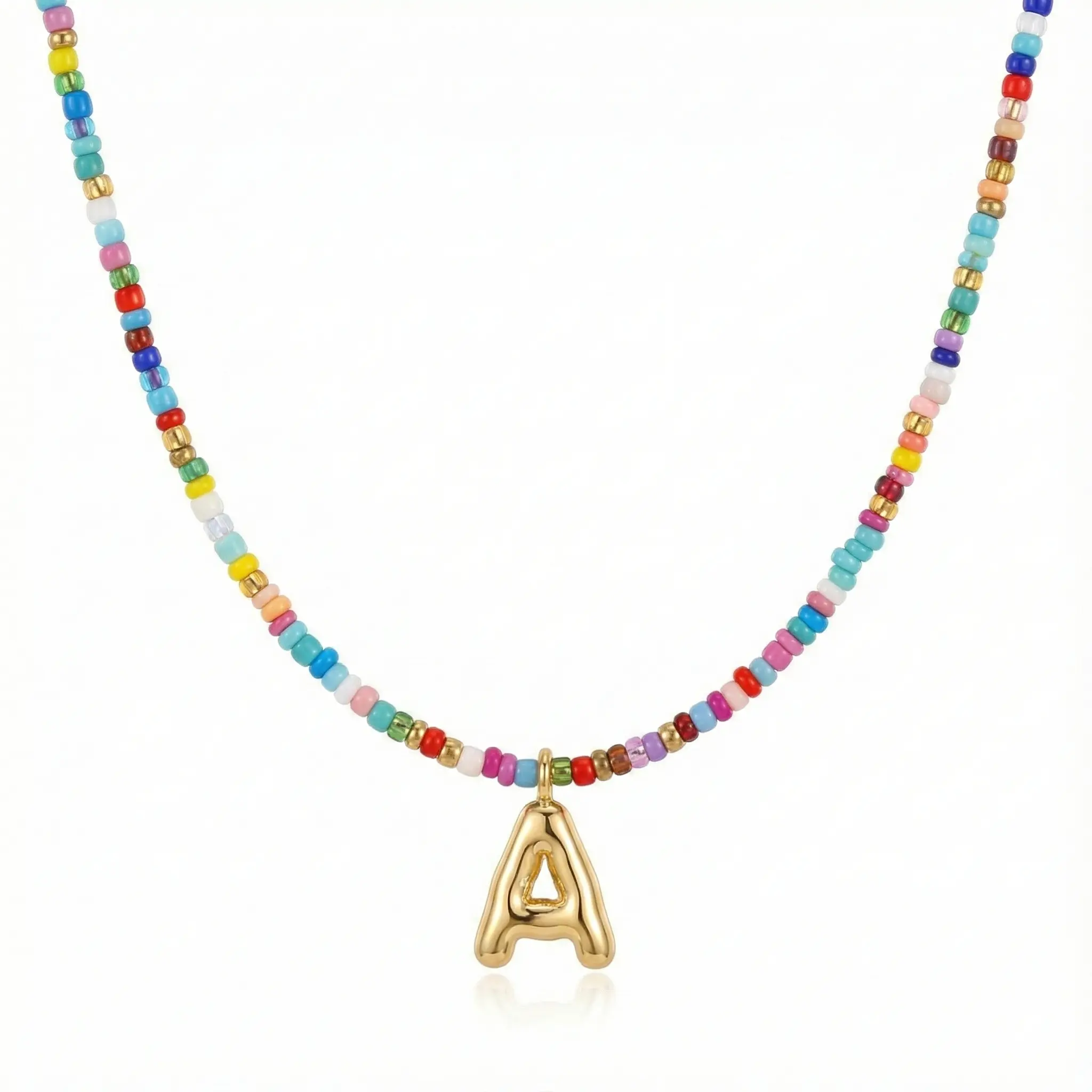 Women's Initial Beaded Necklaces - Adjustable Handmade Beaded Design, Personalized Statement Choker Jewelry, Trendy Gifts for Teens, Adjustable Beaded Design, Handmade Beaded Necklace