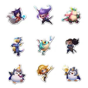 Teamfight Tactics Pack 9 PCS Sticker Vinyl, G Car Wall Kid Phone Book Stickers, Funny Sticker Decal Decor