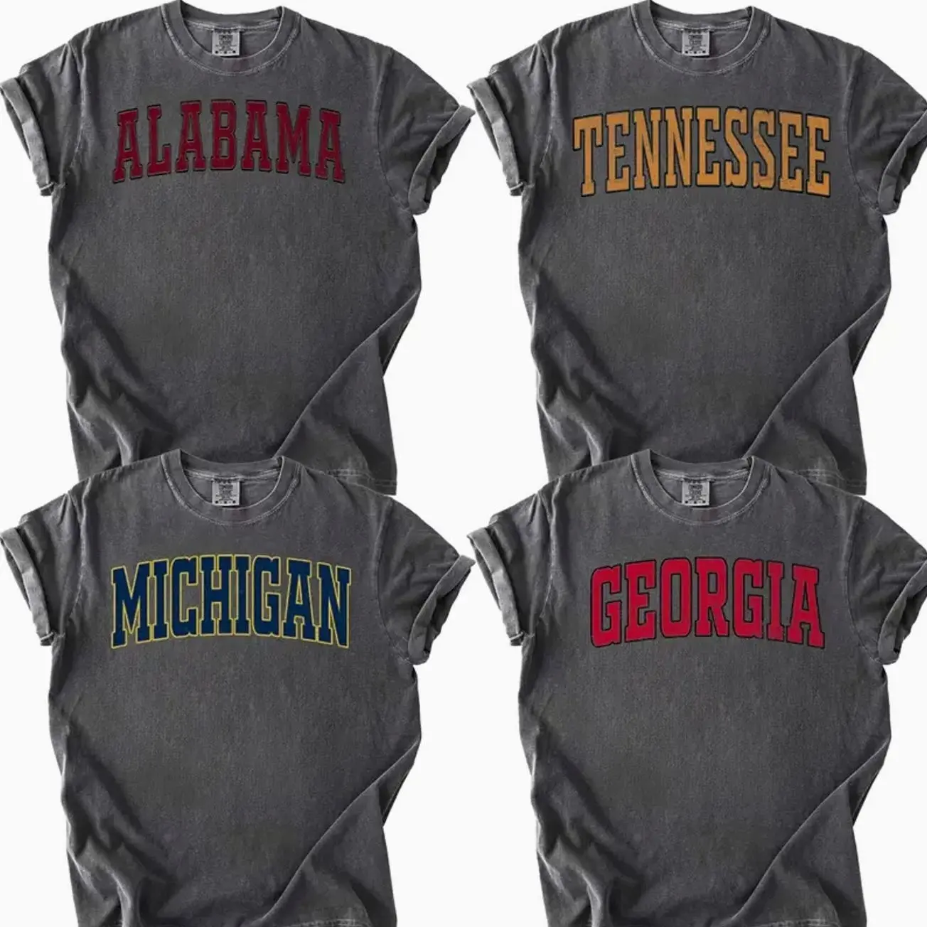 Comfort Colors Pepper Vintage Varsity T-Shirt – Distressed College Athletic Tee, Unisex Classic Fit Cotton Shirt, Retro Campus Style, State Shirt