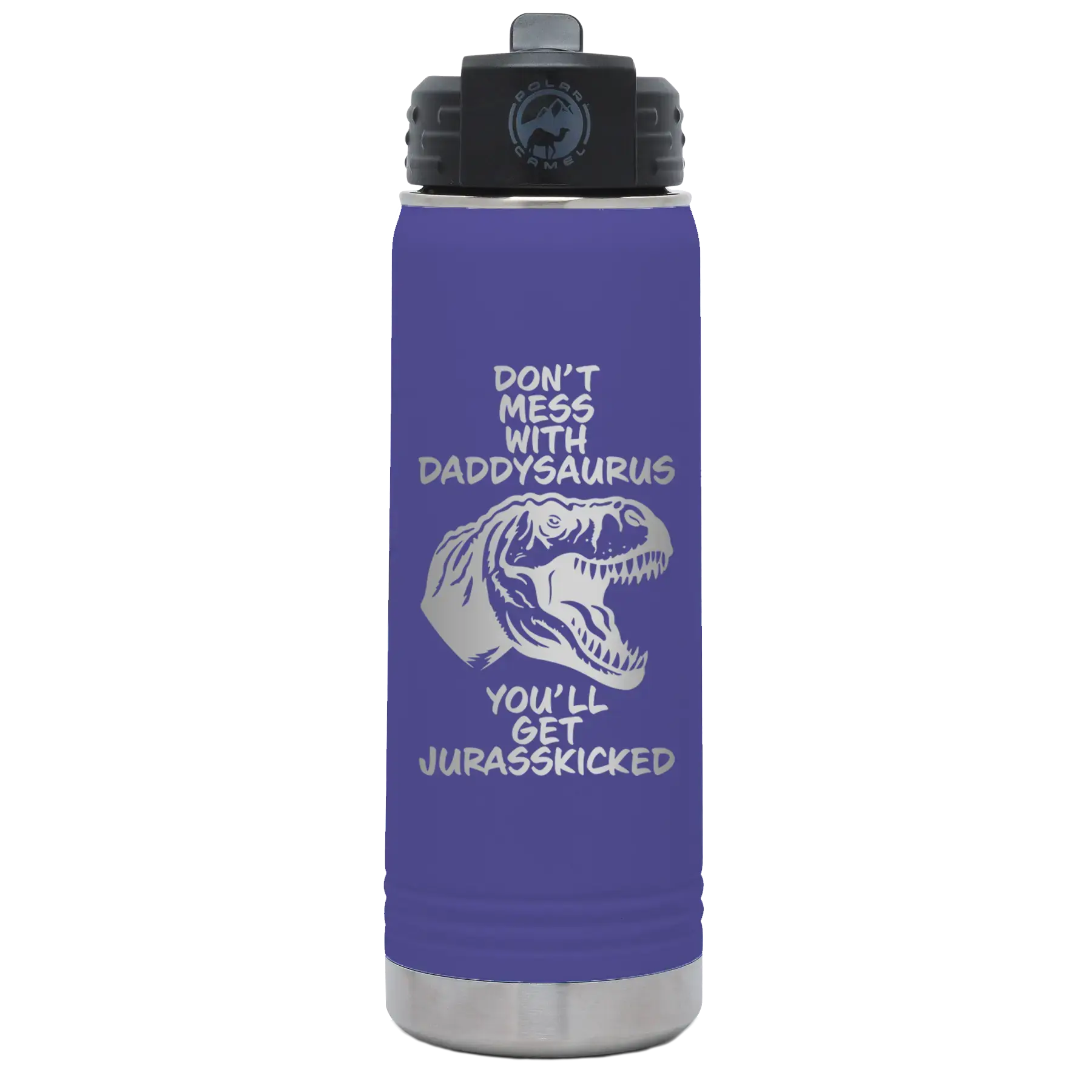 Personalized Daddysaurus 20 oz Water Bottle - Purple