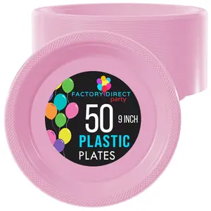 9 In. Pink Plastic Plates | 50 Count