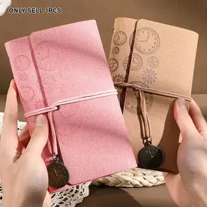 A6 Notebook, Loose-Leaf Vintage Style Binder Creative Journal, Travel Diary Planner, Includes Pendant, School Office Stationery Supplies