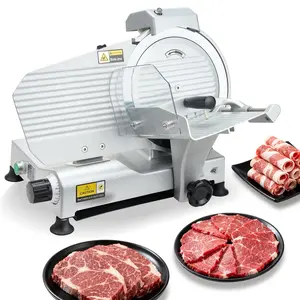 Commercial 10-Inch Electric Meat Slicer For Deli And Home Use, 320W Food Slicer With SUS420 Blade, Adjustable Thickness 0-0.4 Inch, Heavy-Duty Stainless Steel Construction, Slicing Frozen Meat, Ham, Baguette, Steak