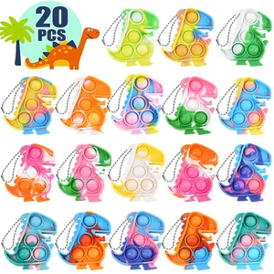 10/20count Mini Dinosaur Pop Keychain Sensory Fidget Toys Kids Dinosaur Party Favors Birthday Gift Goodie Bag Pinata Fillers Prize