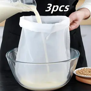 Reusable Strainer Bag with Handle, 3pcs Multipurpose Kitchen Filter Bag, Household Kitchen Gadgets for Milk, Soy Milk, Yogurt, Tea, Coffee, Tea Making Tools