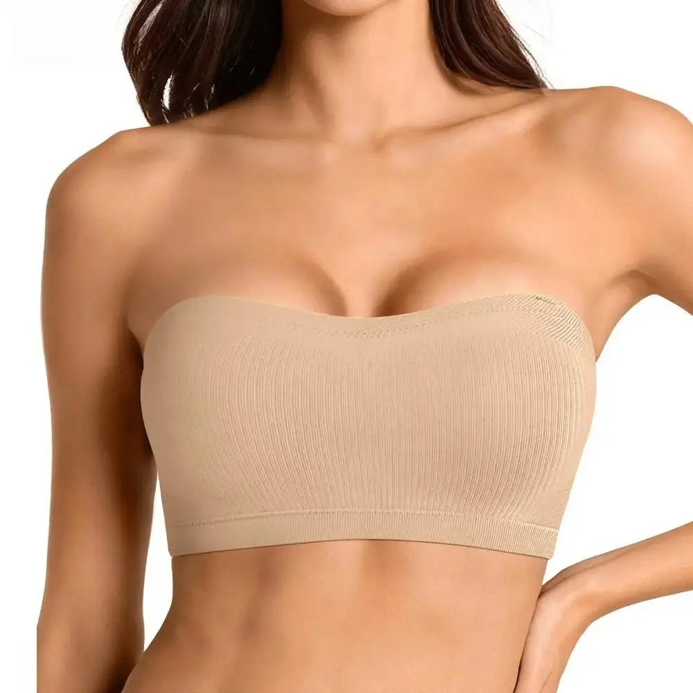 Vertvie 2 PCS ZOE Stay Put Bandeau Bra woman , Strapless push Bra Wireless Seamless Comfort Day,  Non-slip strapless silicone bralette