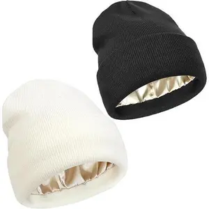 Extra Thick Wool Blend Beanie - Plush Satin Lined Winter Hat for Maximum Warmth & Comfort