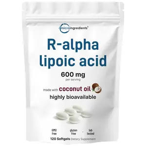 Micro Ingredients R Alpha Lipoic Acid 600mg with Coconut Oil, 120 Softgels