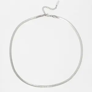 Simple Silver Snake Chain, Stainless Steel Costume Jewelry, Plated Finish Snake Shape Necklace