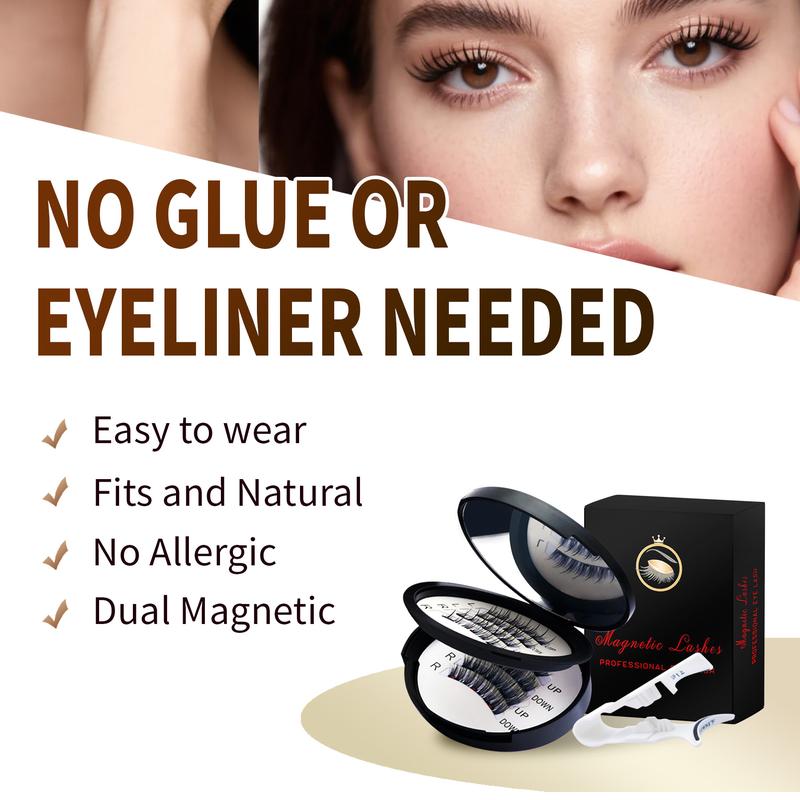 Magnetic Eyelashes Set Glue-Free Waterproof Lightweight - Eyelash Curlers with Eyebrow Kit Eyelash Cluster with Applicator Eyelash Extensions