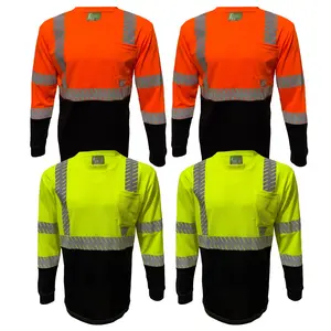 4 PACK SHIRT CLASS III Hi visibility reflective safety shirt left hand pocket with heat transfer reflector