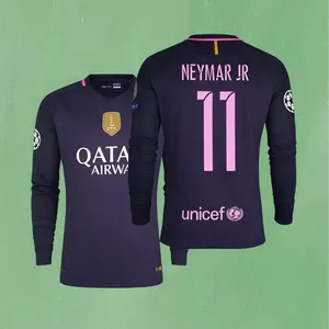 1617 Away Short Sleeve Blue Pink Neymar Jr. No. 11 Long Sleeve Sleeve Top Soccer Jerseys