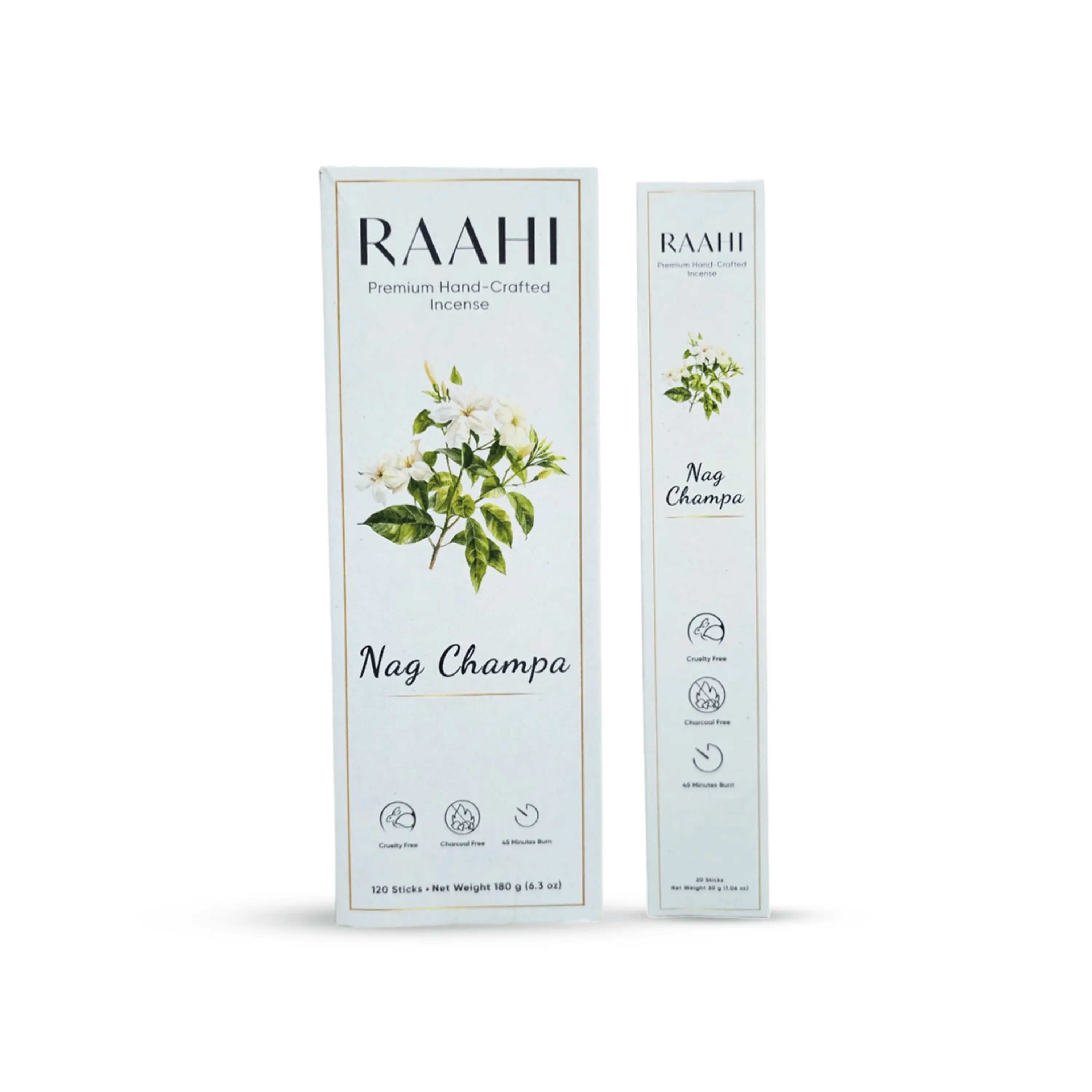 RAAHI Nag Champa Incense Sticks with Holder | Hand Crafted | Charcoal Free | 120 Sticks