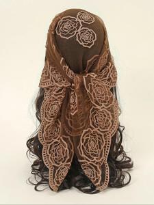 new floral mesh scallop design lace bandana, fall headwrap for women, head scarf, fall outfits, earthtone fall freshness, bandanas, travel essentials, turban hijab