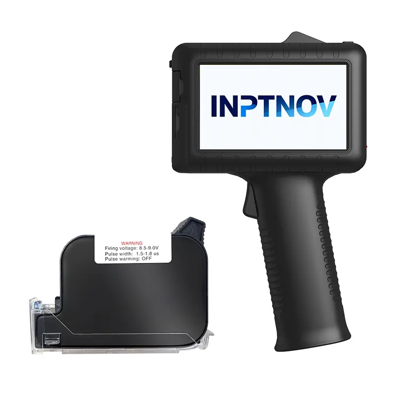Handheld Inkjet Printer for Logo QR Code Date Batch Barcode Number Serial Number on Anything Farbic Wood Plastic Cardboard Metal Clothes,16H Long Endurance,0.5 Inch Nozzle,42ml Fast Dry Ink