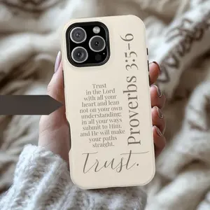 Christian Scripture Phone Case, Bible Verse Proverbs 3:5 Smartphone Cellphone Shell Cover Accessory, Gift for Her, Compatible with iPhone 11/12/13/14/15/16/17 Pro, ProMax, Plus, Air