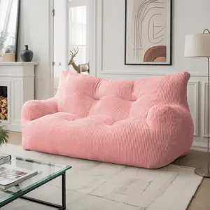 Corduroy Bean Bag Chair Couch, Lazy Sofa Chair with High Density Comfortable Foam Modern Bean Bag for Living Room Bedroom Office Pink Beanbag Cushion Beanbag Lounger, Fireside Chair