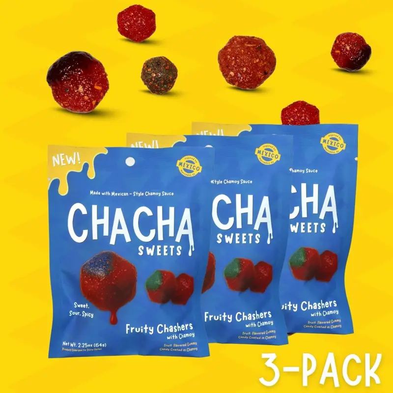 3 PACK SMALLS Fruity Chamoy Gushers (Chashers) Smalls, Viral Gummy Candy & Snacks, Sweet sour & Spicy, Nostalgic Juicy Chewy Chamoy Candy Mexican