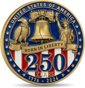 1776–2026 United States Commemorative Coin, 250th Anniversary Freedom Challenge Coin, Patriotic Gift for Veterans, Collectors, American Lovers
