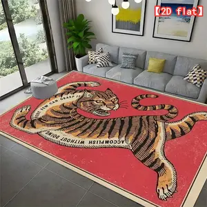 2D flat Tiger stripe pattern, animal print rug, living room rug, washable living room rug, washable flannel rug for living room
