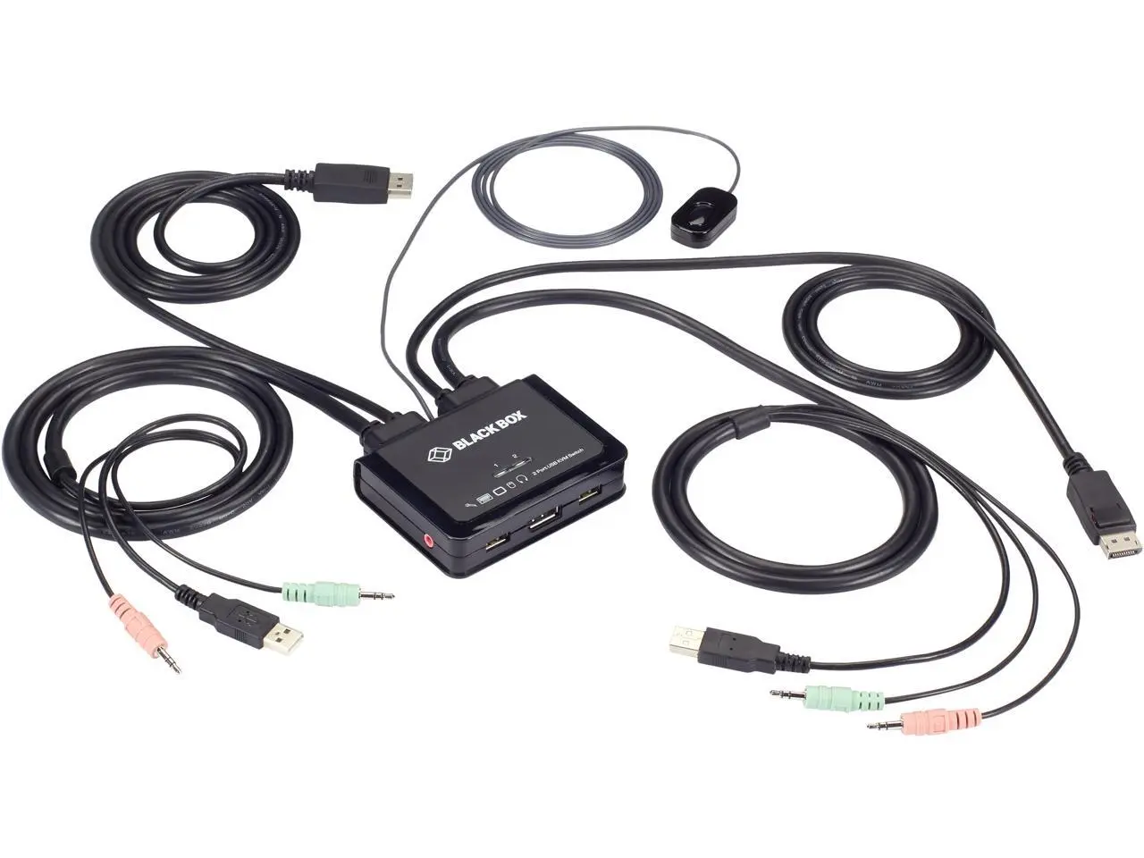 Black Box KV62-CBL 2-Port 4K60 DisplayPort Cable KVM Switch
