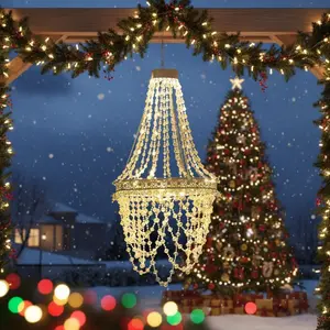 Solar   Chandelier Outdoor Garden Decorative Lights   54 Warm White LEDs   Lantern for Christmas Garden, Yard, Patio, Gazebo, Party, Wedding