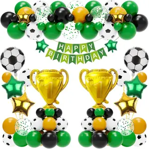 Soccer Birthday Party Decorations for Boys - 113 Pcs Balloon Garland Arch Kit, Soccer Balloons, Happy Birthday Banner, Trophy Foil Balloons, Soccer Theme P