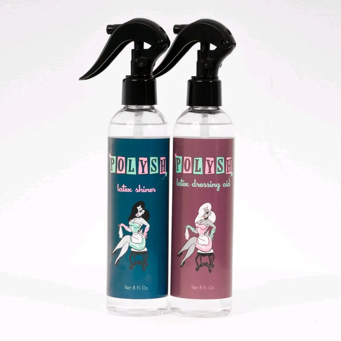 Polysh Latex Shiner and Dressing Aid - Two-pack 8 Fl Oz - Use to Dress and Shine in Latex Clothing