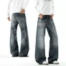 Men's Vintage H-Type Wide Leg Denim Jeans - Ombre Wash, Baggy Jean Aesthetic, Comfy Style, Side Pockets, Non-Skin-Tight, Casual American Streetwear Clothing Bottoms, Menswear Streetwear Clothing