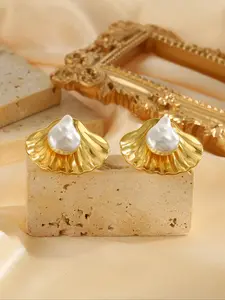 Ocean Style Stainless Steel Shell Earrings for Men Women Couples Daily Wear Beach Vacation Jewelry, Unisex Fashion Accessory