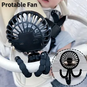 USB Rechargeable Stroller Fan - Flexible Tripod, Safe for Babies, USB Rechargeable Cooling
