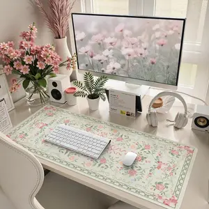 Cute Desk Mat for Keyboard and Mouse, Desk Cushion for Desktop, Non-Slip Large Mouse Pad, Keyboard Mat with Stitched Edge, Table Pad for Office
