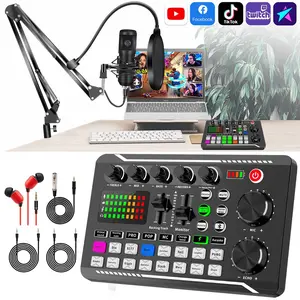 Professional mixer F998, equipped with BM800 microphone kit, multi-channel mixing console, Bluetooth mixer, real-time mixing control, noise cancelling mixer, perfect for streaming, singing, podcasting and broadcasting, studio recording, YouTube and TikTo