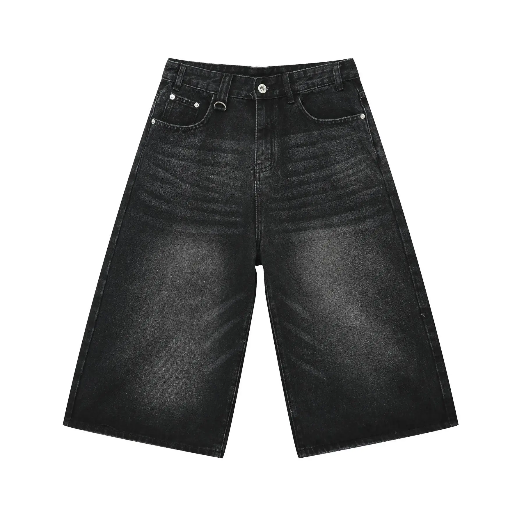 Inflation Streetwear Vintage Washed Baggy Jorts 2026 Spring Summer New  Distressed Wide Leg Denim Culottes Y2K Oversized Knee Length Jean Shorts