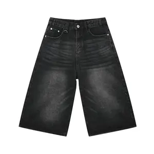 Inflation Streetwear Vintage Washed Baggy Jorts 2026 Spring Summer New  Distressed Wide Leg Denim Culottes Y2K Oversized Knee Length Jean Shorts