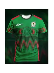 2025 Mexico Summer Football Team Uniform Men's and Women's 3D Printed Sports and Leisure Outdoor Daily Training Quick Drying Sweat Absorbing Breathable Stylish Jersey Top Short Sleeve T-shirt