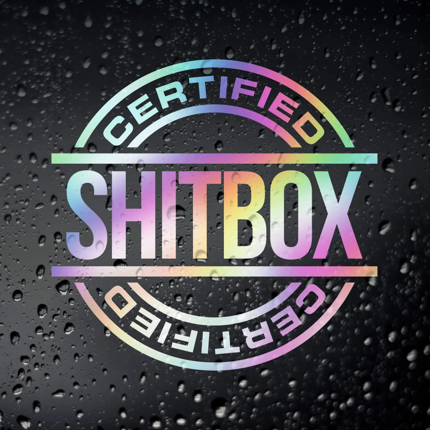 Lplpol Lplop Cut Sticker Certified Shitbox Car Chrome Oil Slick Sticker Drift Stance Japanese Dub Rat Look Hot Rod - 6 Inches Vinyl Decal - Wall Car Laptop Tablet Vinyl Decal Sticker, 15cm
